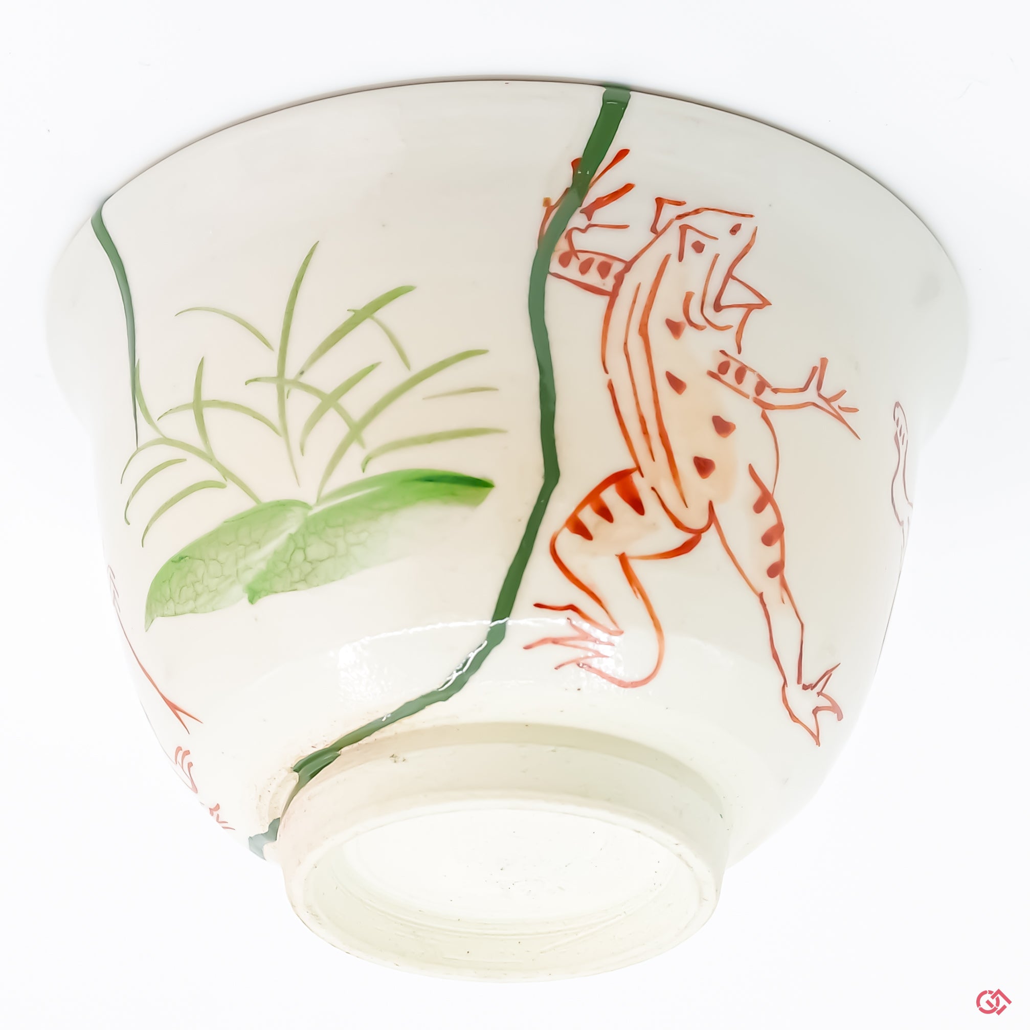 Close-up photo of an authentic Kintsugi pottery, showing the detail of its repairs and craftsmanship