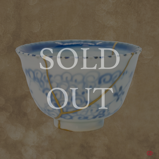 Sold Out - Authentic Japanese Kintsugi Cup: Wabi-Sabi Elegance in Golden repairs.