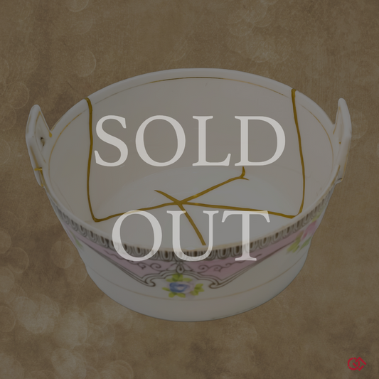 Sold Out - Authentic Japanese Kintsugi Bowl: Wabi-Sabi Elegance in Golden repairs.