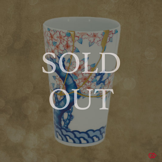 Authentic Kintsugi Beer Cup Sakura, Imari (Nabeshima) ware