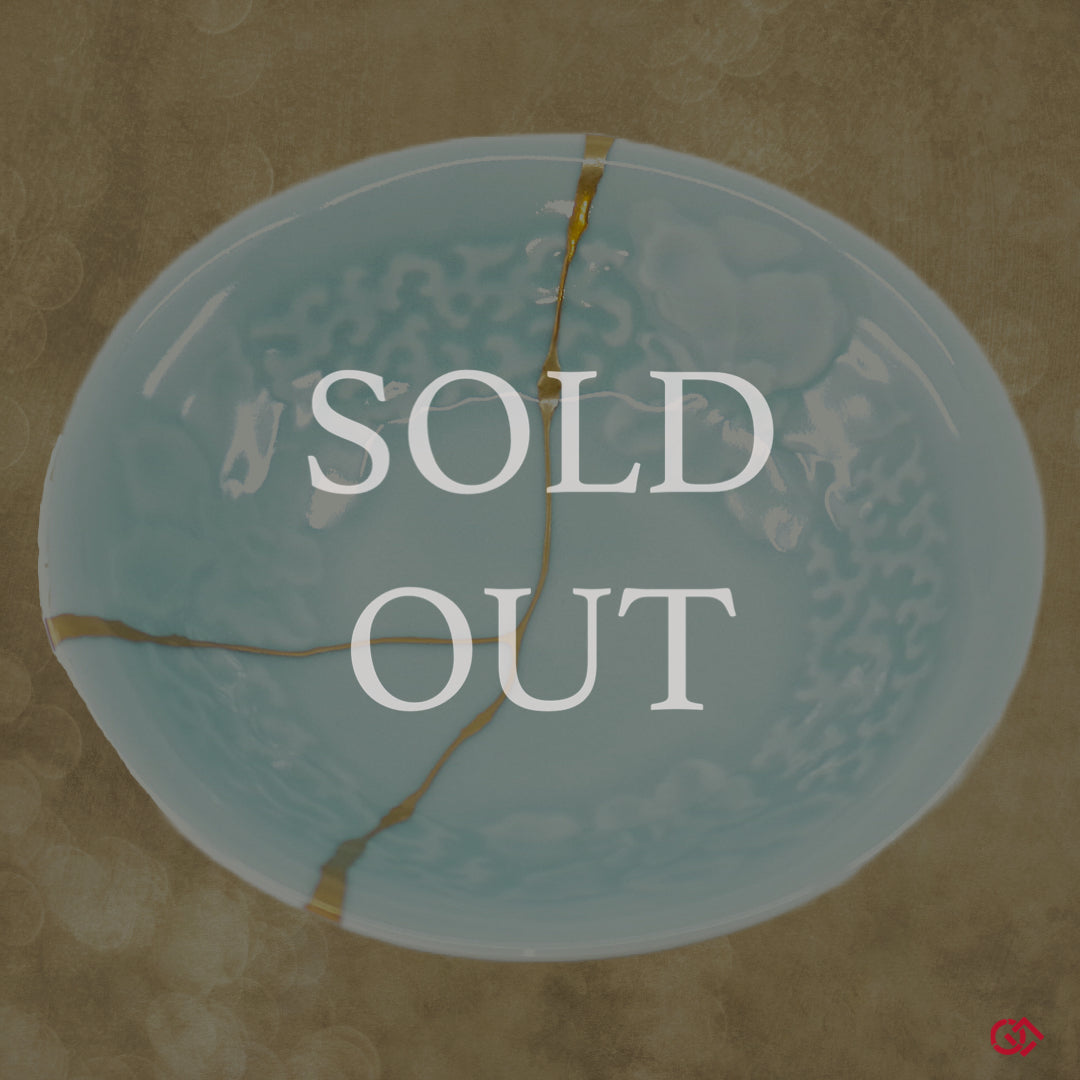 Sold Out! Authentic Japanese Kintsugi Pottery Bowl- Featuring the art of Kintsugi, where cracks are repaired with gold, celebrating imperfection and beauty.