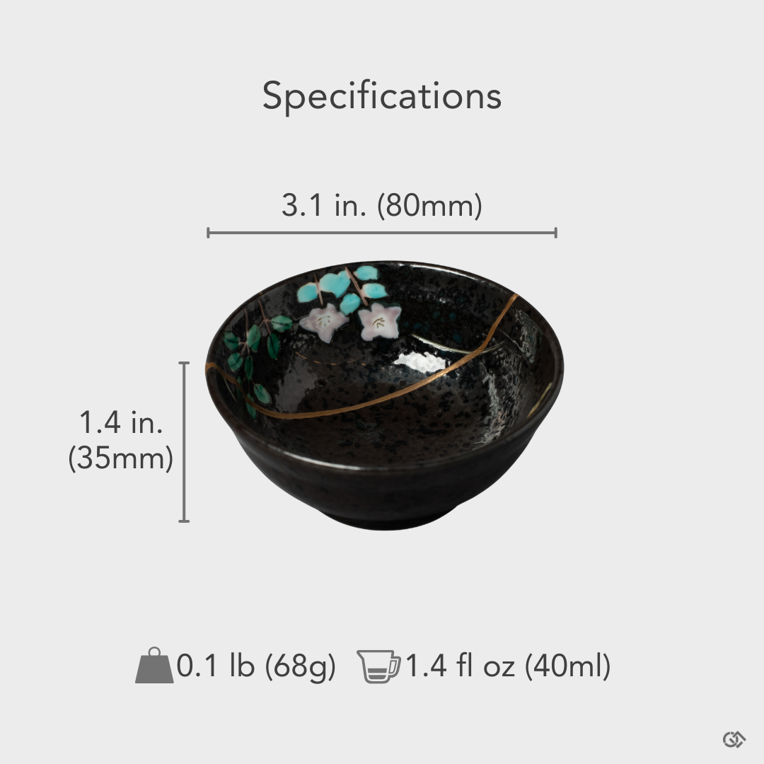 A size-reference view of the Arita ware sake cup, its elegant and balanced proportions a physical embodiment of philosophy in form.