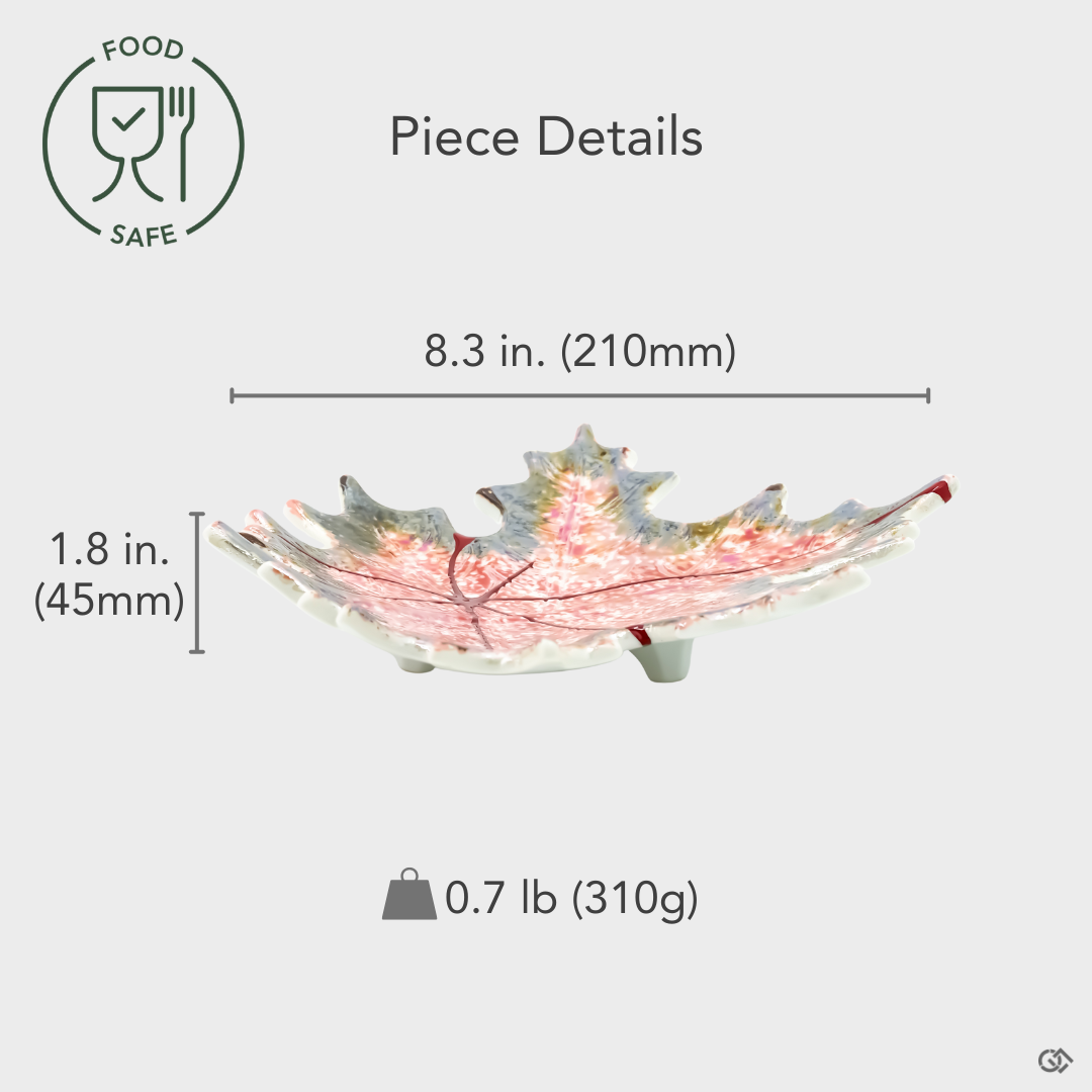 Food-safe Kintsugi pottery plate with annotated size and weight guide, offering a precise view of its proportions and elegant handcrafted form.