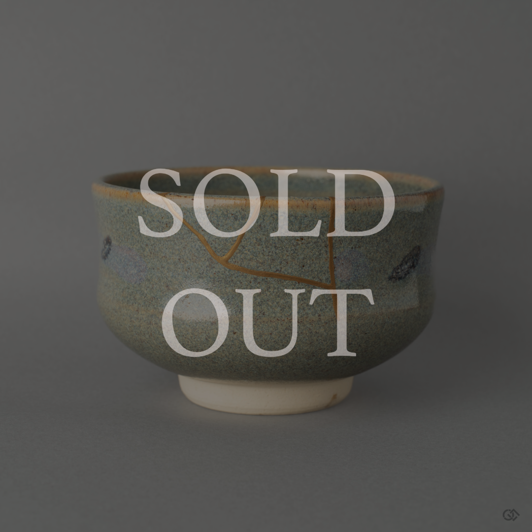 One-of-a-kind restored matcha bowl using authentic Kintsugi technique by Japanese lacquer artist, currently sold out.