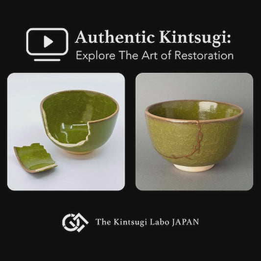 A short film showing the restoration of the kyoto ware green matcha bowl, detailing the meticulous kintsugi process as the art of revival.