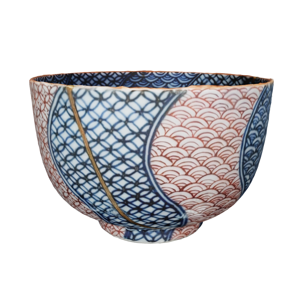 An interactive 3D model of the restored kintsugi cup with pure gold, allowing one to explore every facet and texture of this soulful object.