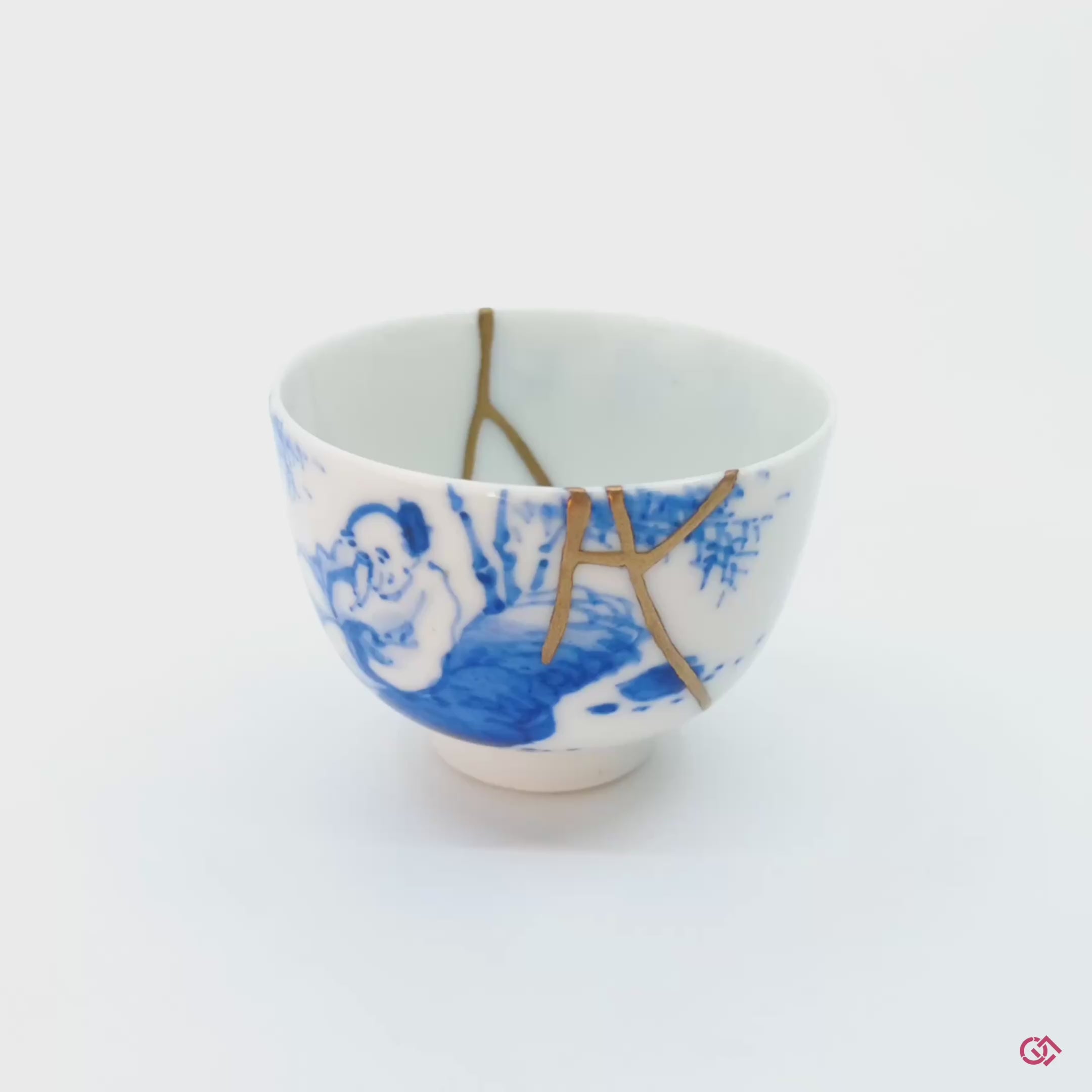 Experience Kintsugi Up Close: Watch a rotating video showcasing the intricate repairs and timeless beauty of Japanese lacquer artistry.
