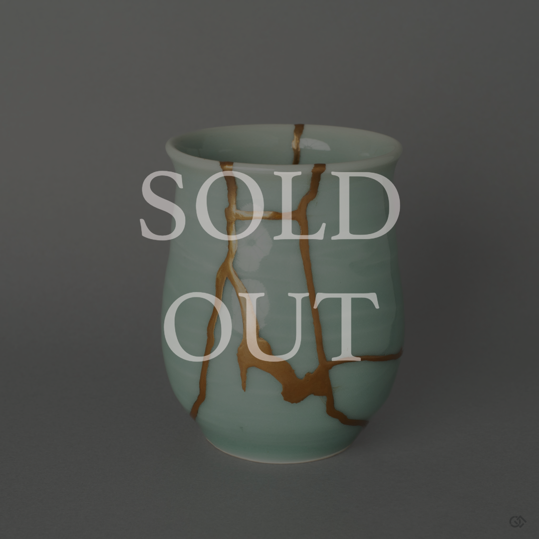 Sold Out! This Authentic Kintsugi Tea Cup, with its beautiful golden crack repair, is gone. Don't miss out! Discover similar Kintsugi pottery masterpieces available now.