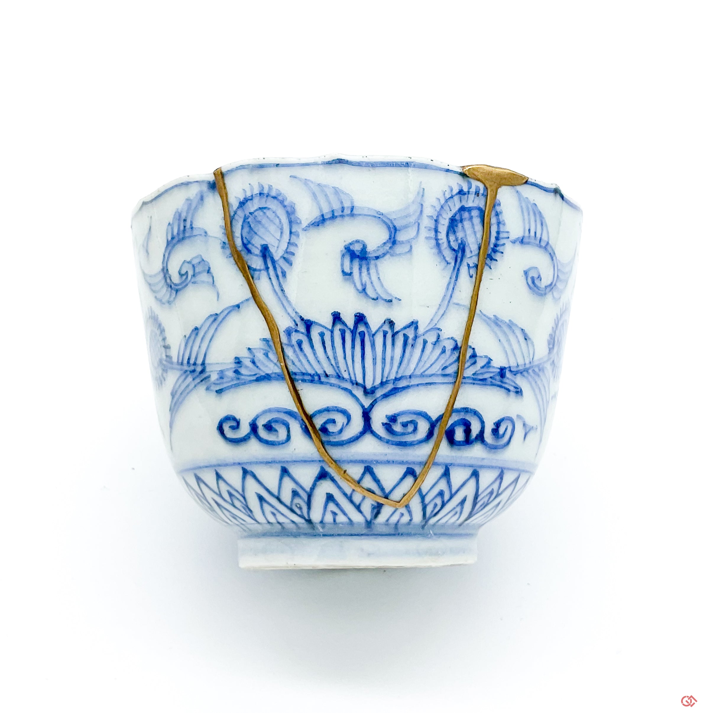 Authentic Kintsugi Cafe Cup, Sunflowers, Ko-Imari