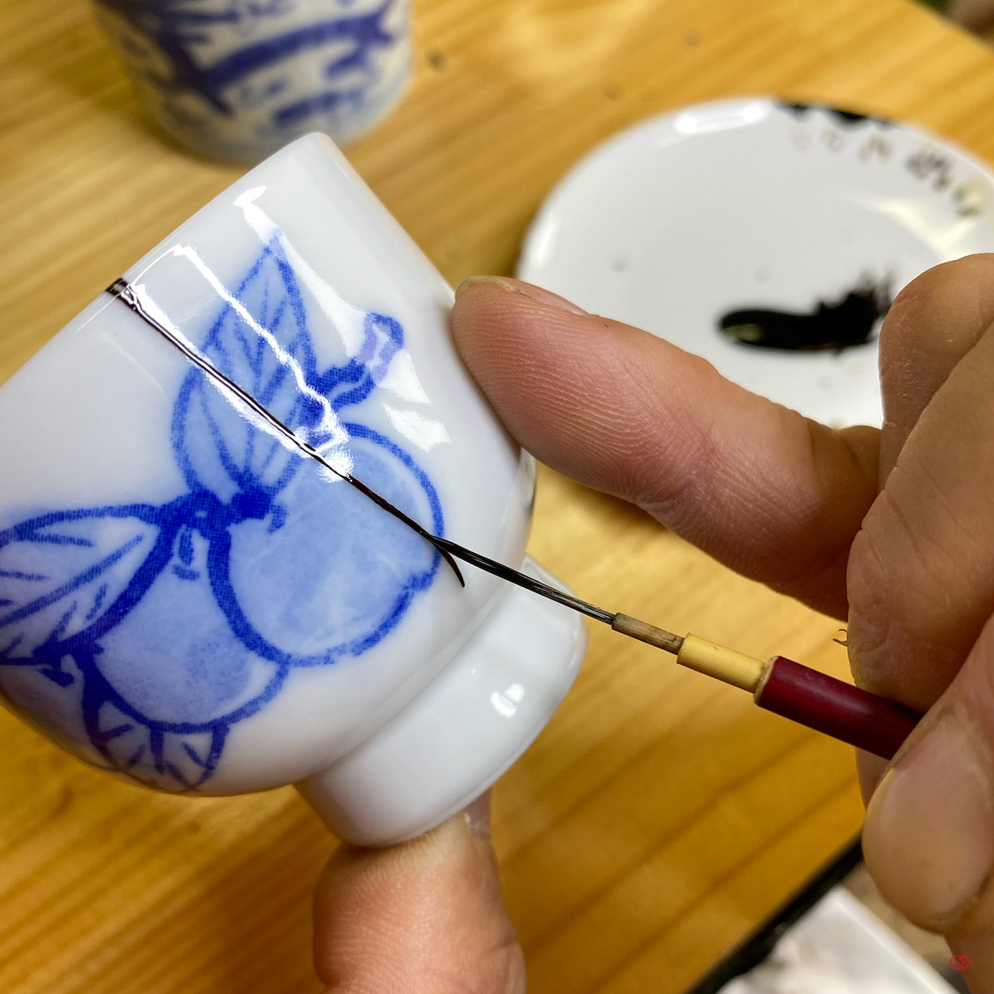 Authentic Kintsugi Sake Cup, Fruit pattern, Ko-Imari