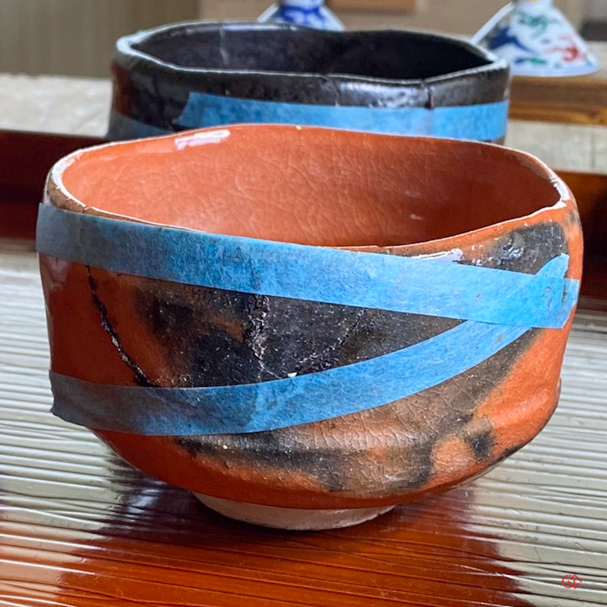 Authentic Kintsugi Matcha bowl mini Raku