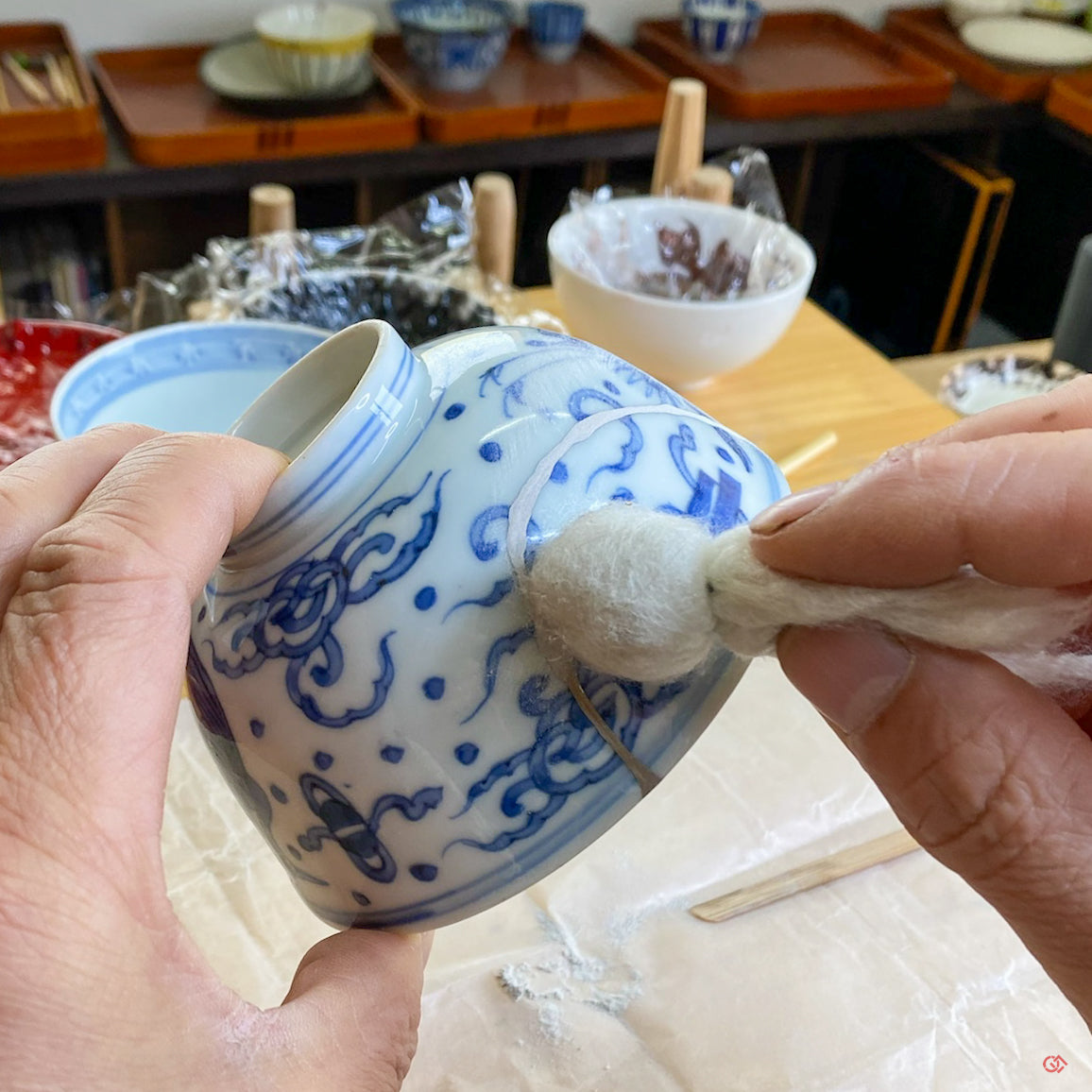 Traditional Kintsugi repair with pure silver