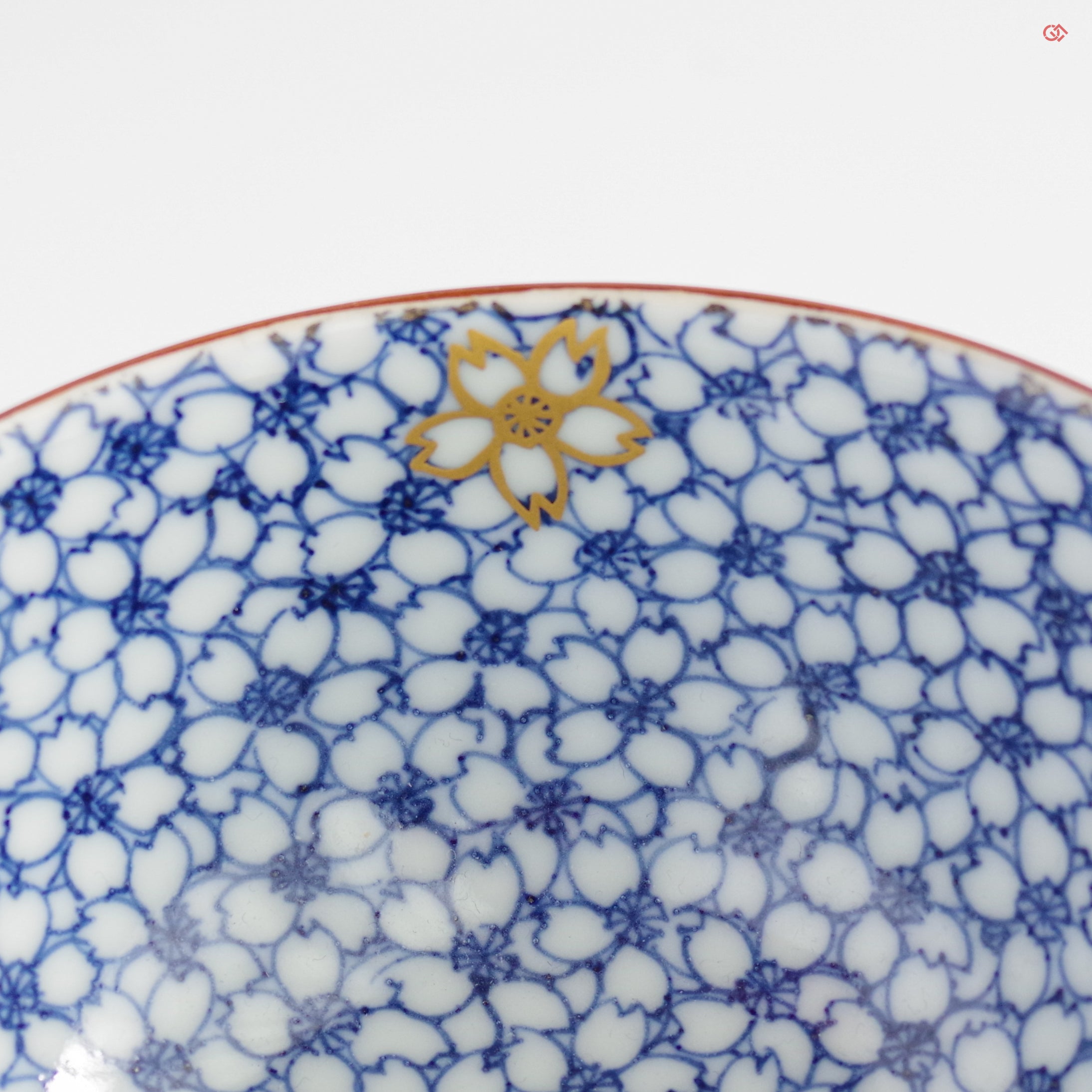 Unique Kintsugi Coffee Cup & Saucer, Sometsuke Cherry Flower w/Maki-e Platinum