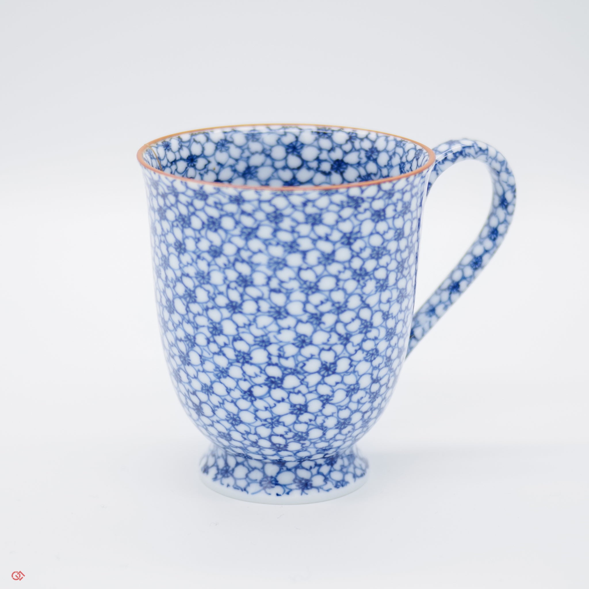 Authentic Kintsugi Coffee Cup, Sometsuke Cherry Flower Gold