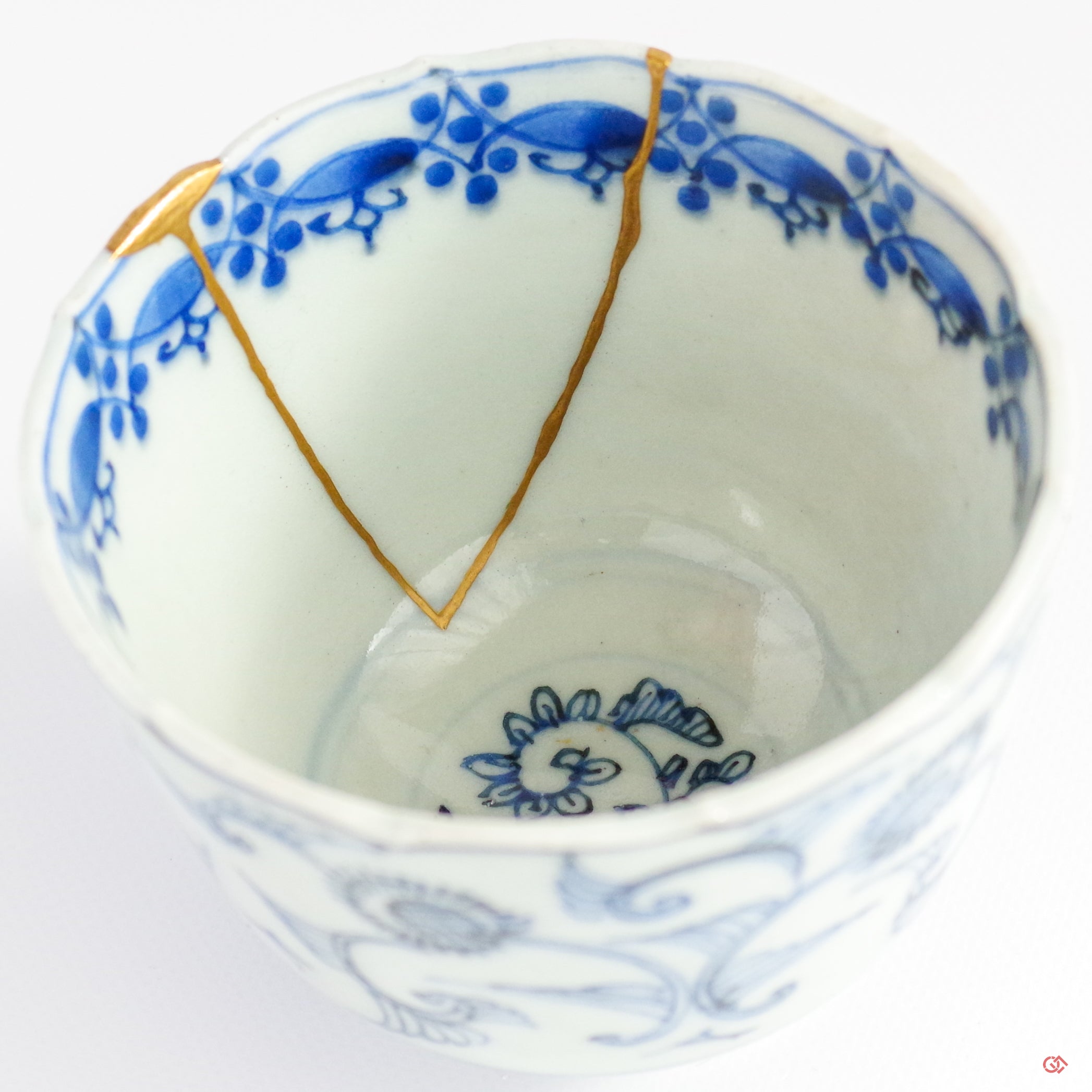 Authentic Kintsugi Cafe Cup, Sunflowers, Ko-Imari