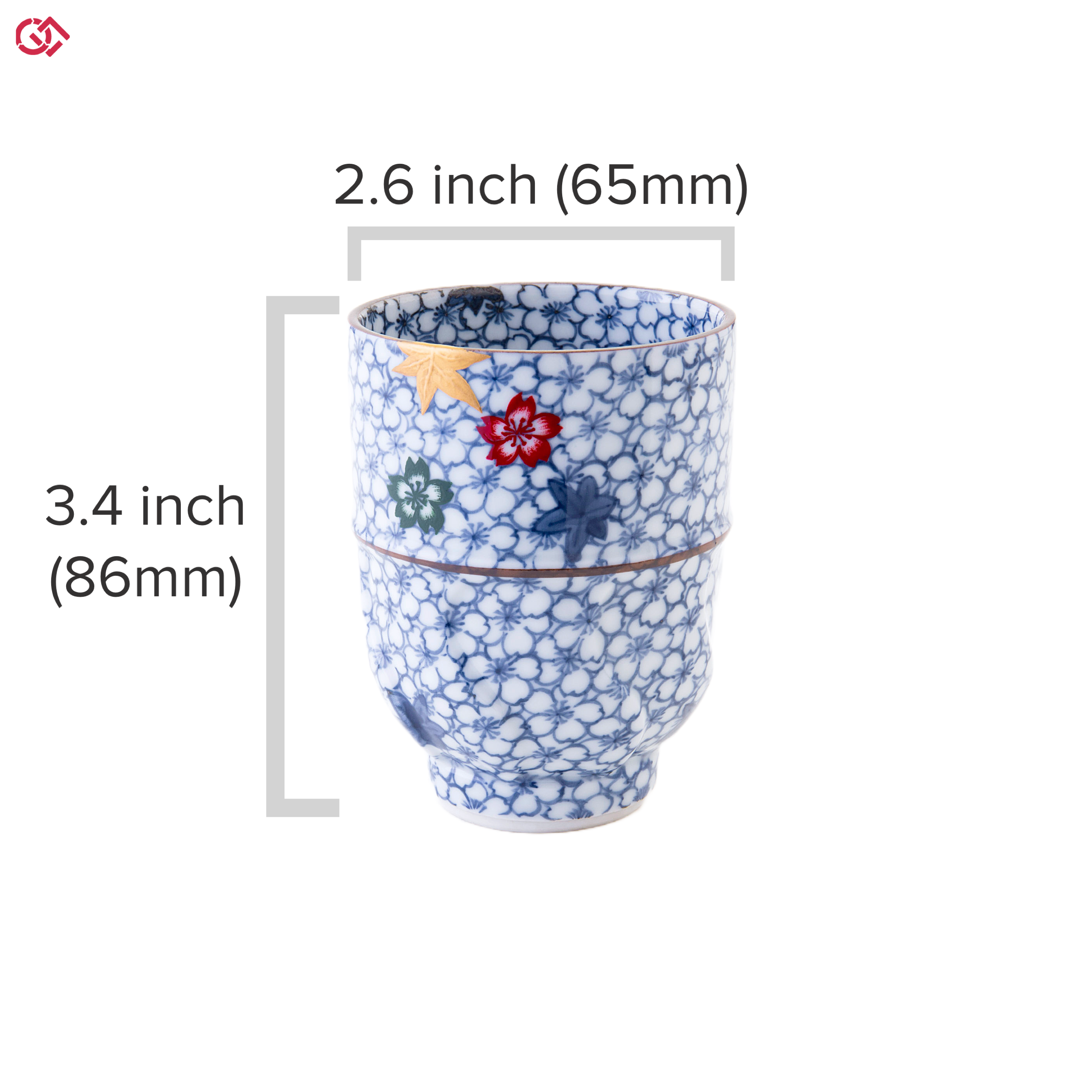 Authentic Kintsugi pottery with diameter and height description