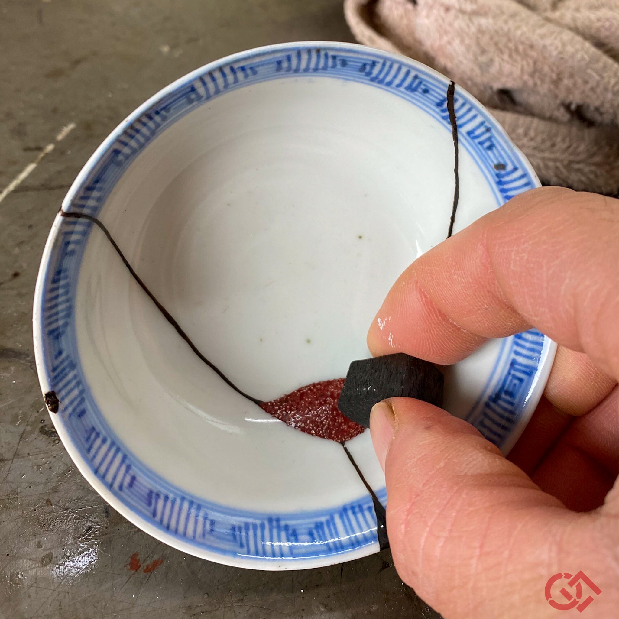 kintsugi sake cup silver
