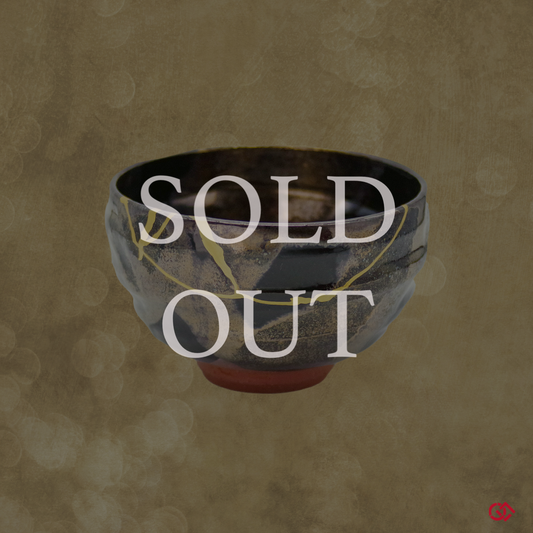 Authentic Kintsugi Matcha Bowl, Black glaze Kyoto ware