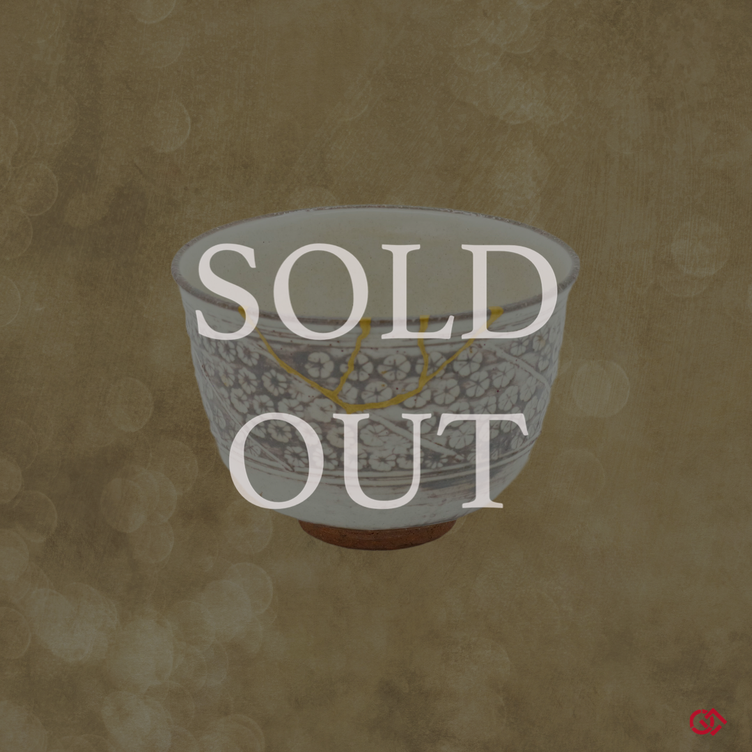 Authentic Kintsugi Matcha Bowl, Stone Sakura, Kyoto ware