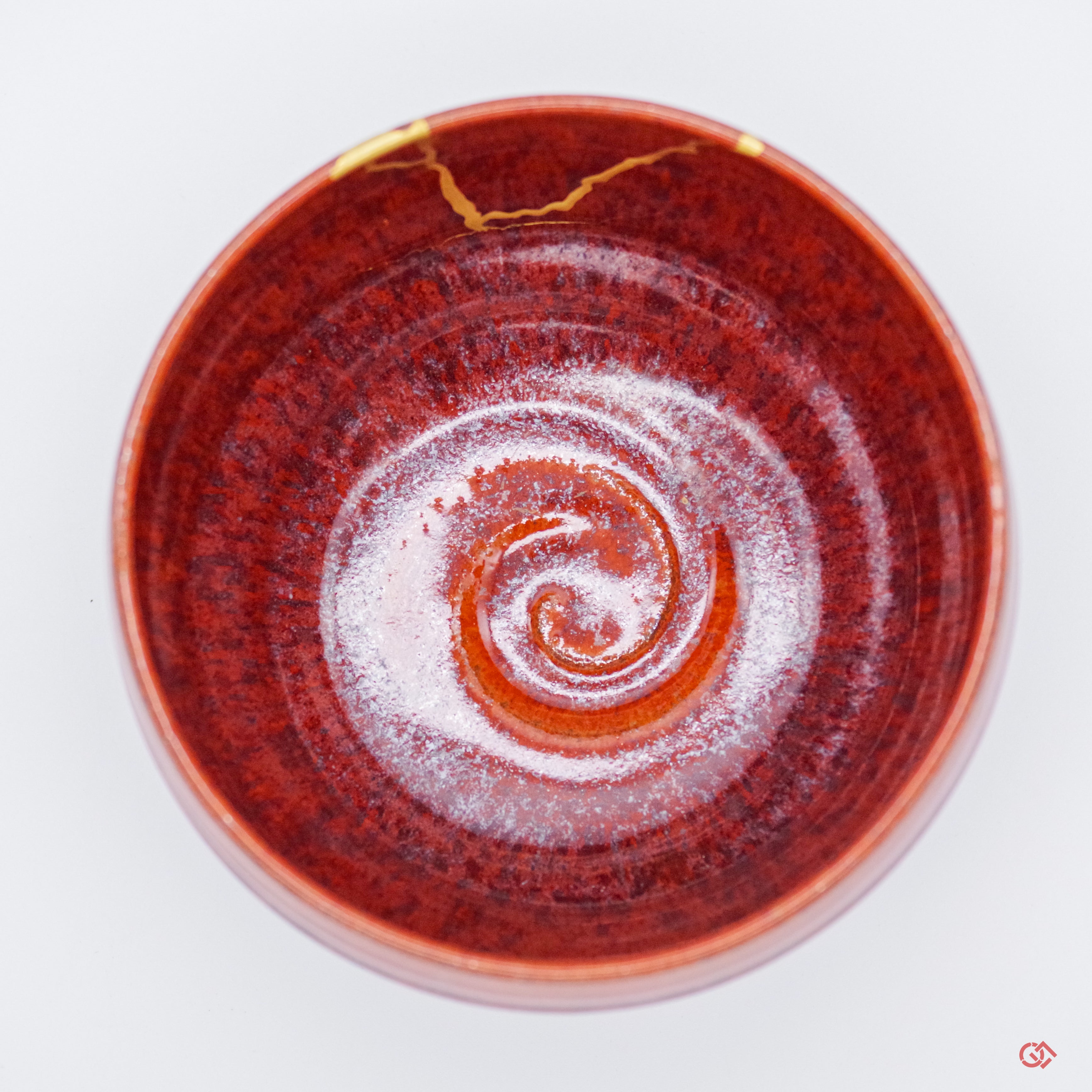 Authentic Kintsugi Matcha Bowl, Persimmon glaze Kyoto ware