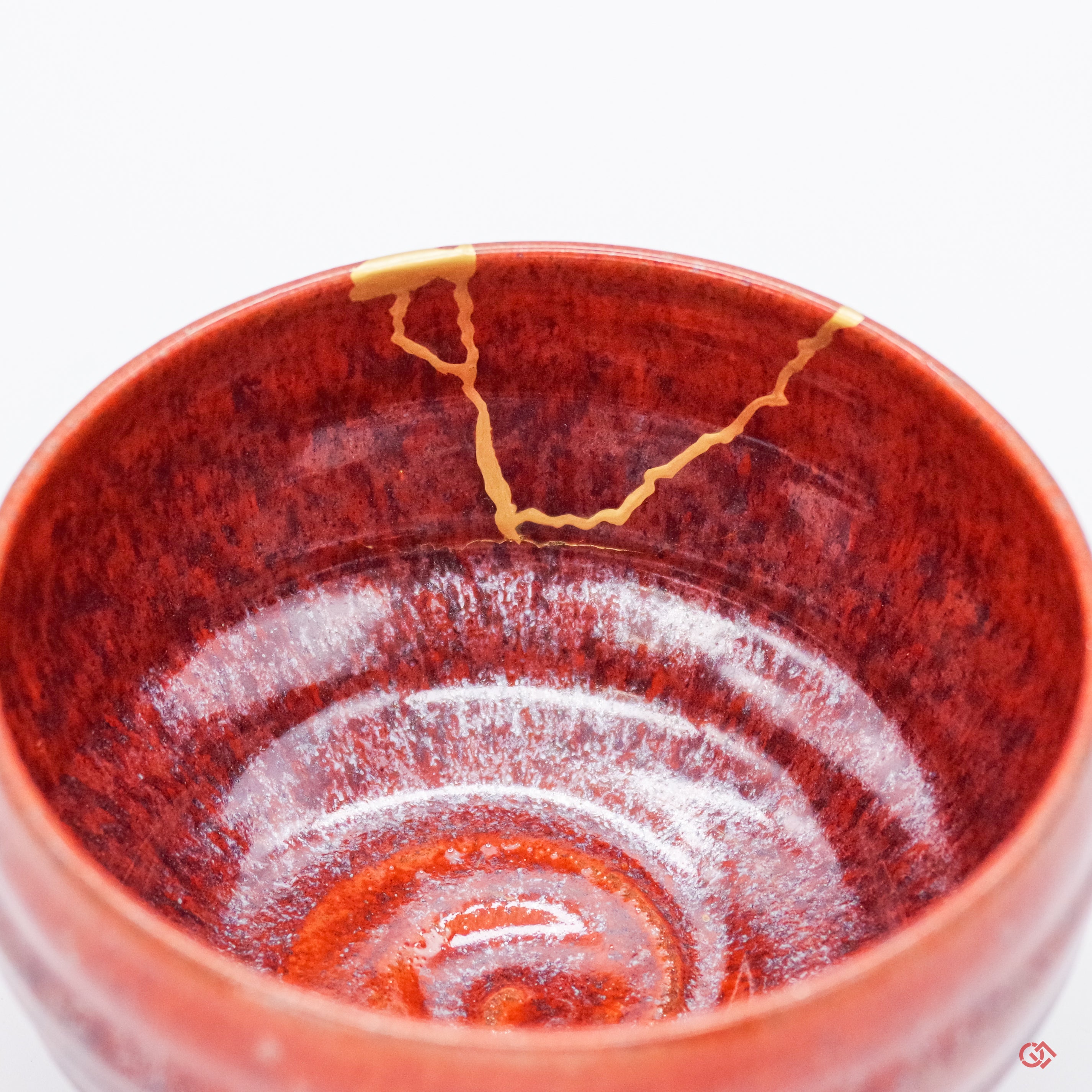 Authentic Kintsugi Matcha Bowl, Persimmon glaze Kyoto ware