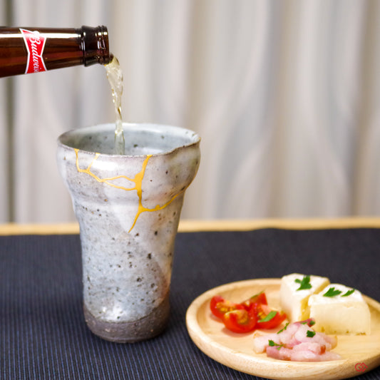 Authentic Kintsugi Beer cup, Shigaraki ware