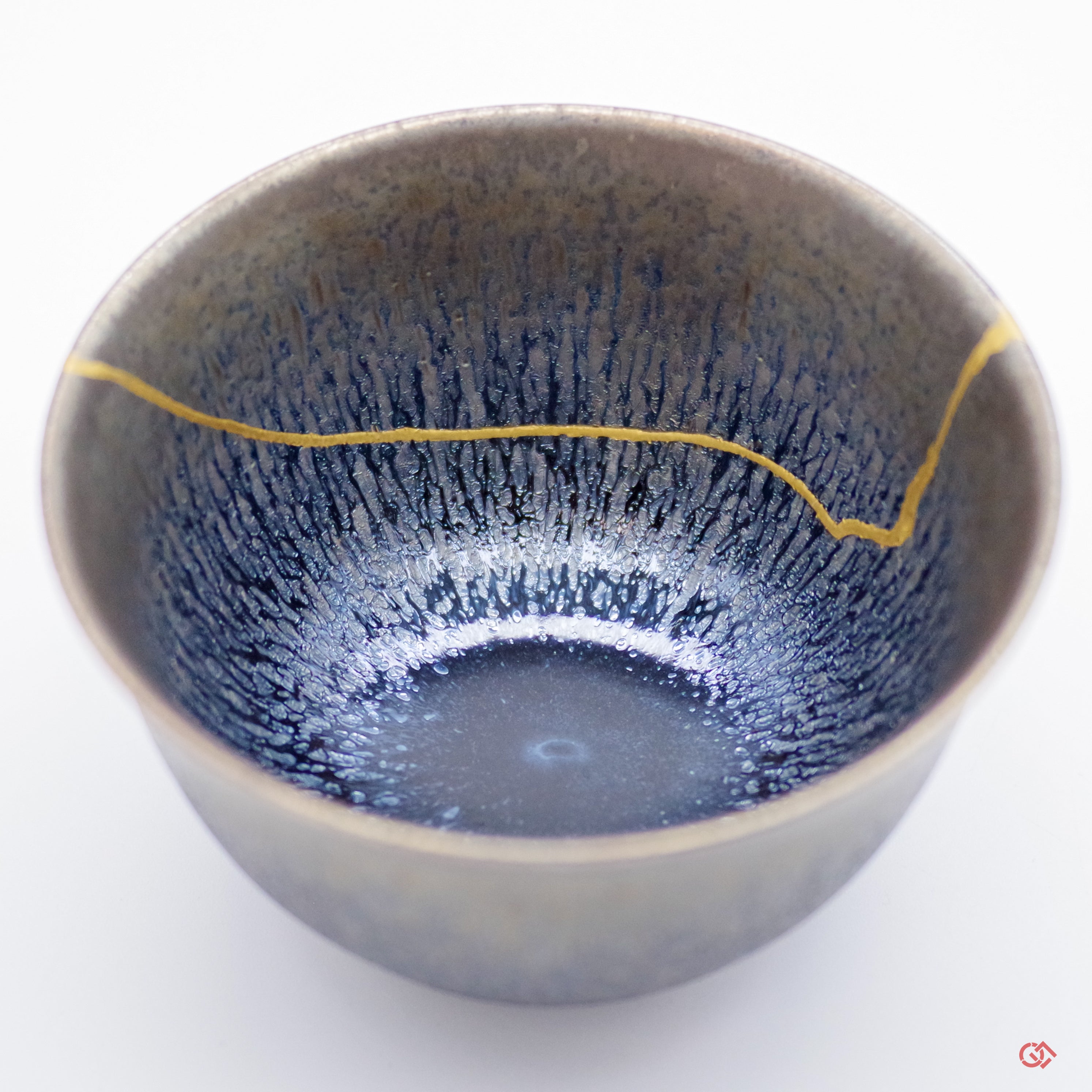 Authentic Kintsugi Sake cup, Tenmoku type, Cosmos Kyoto ware