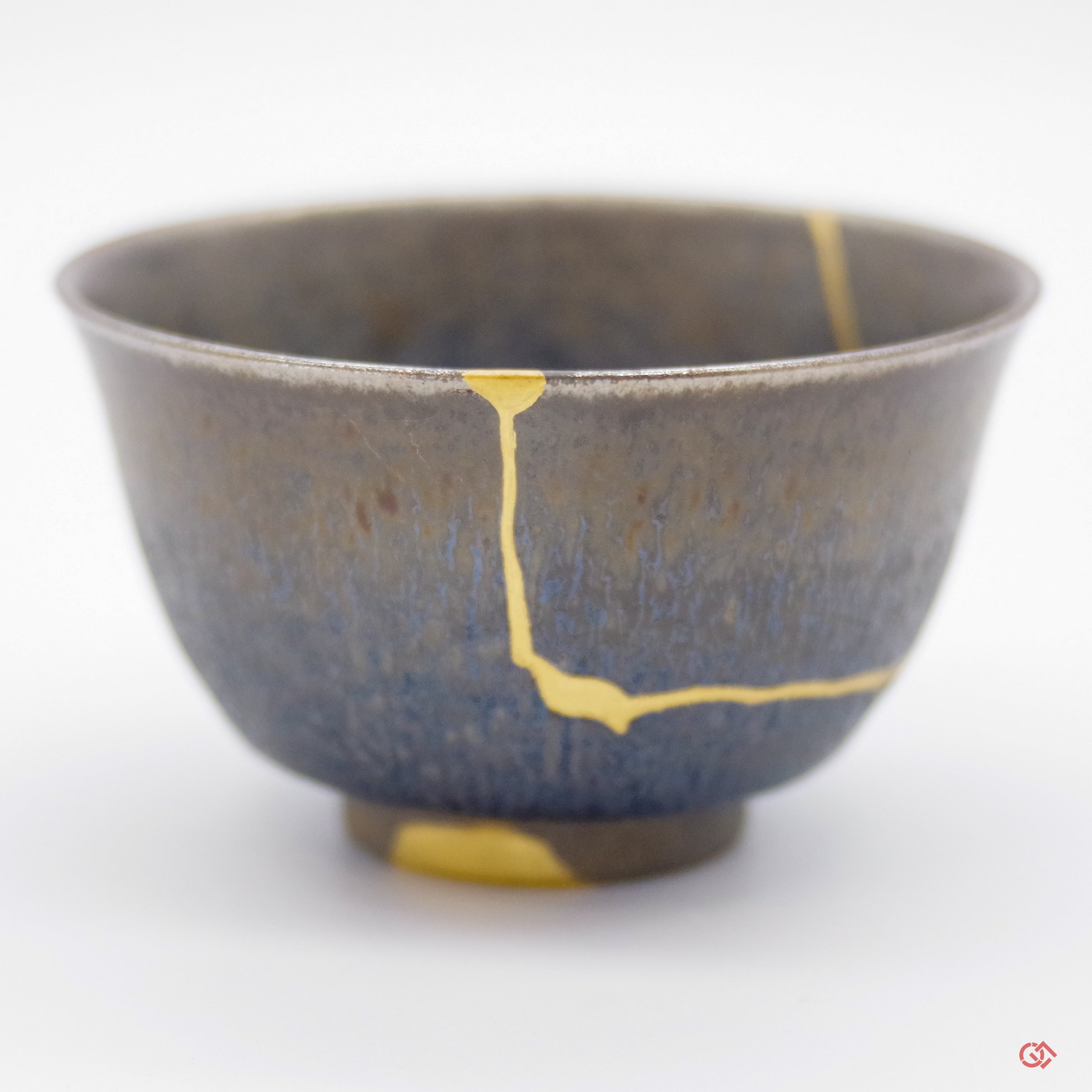 Authentic Kintsugi Sake cup, Tenmoku type, Cosmos Kyoto ware