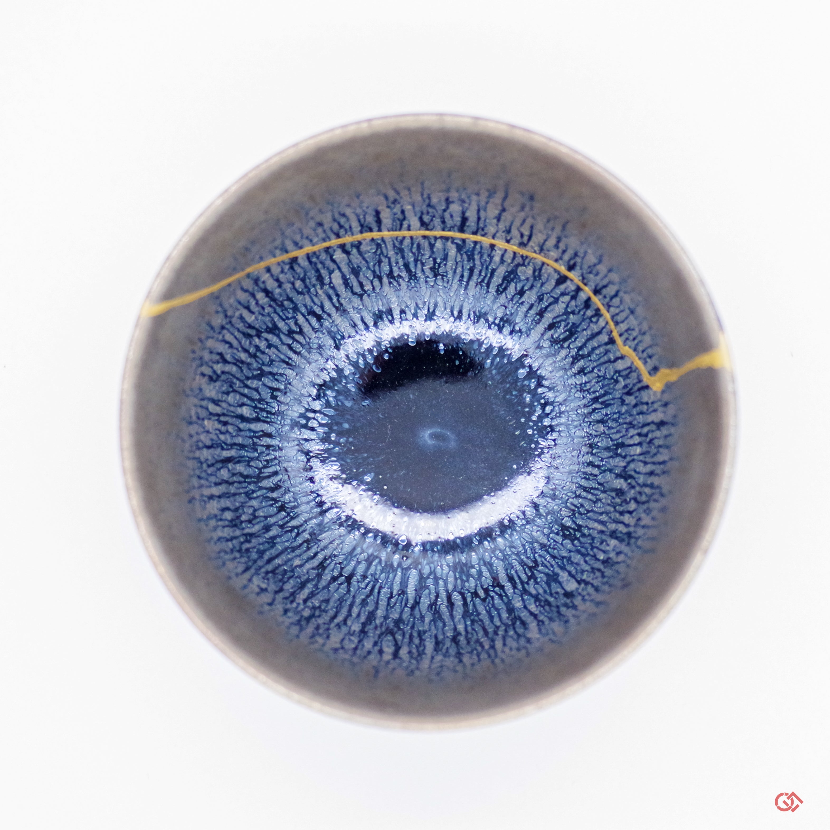 Authentic Kintsugi Sake cup, Tenmoku type, Cosmos Kyoto ware