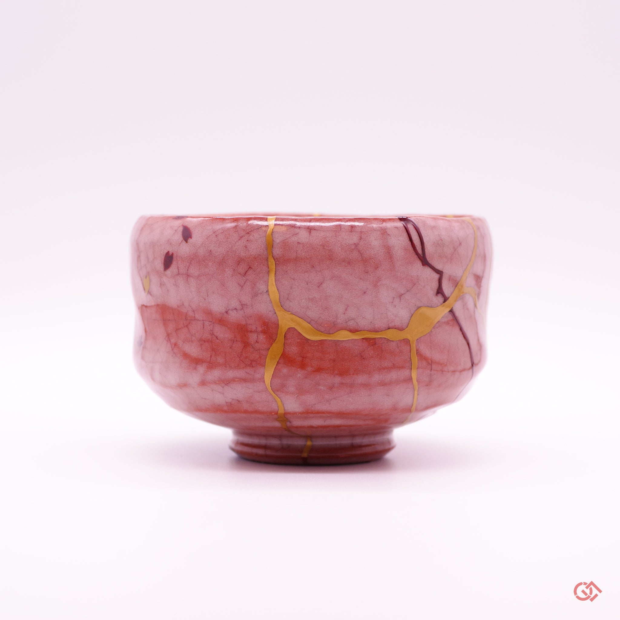 Authentic Kintsugi Tea bowl red Raku type