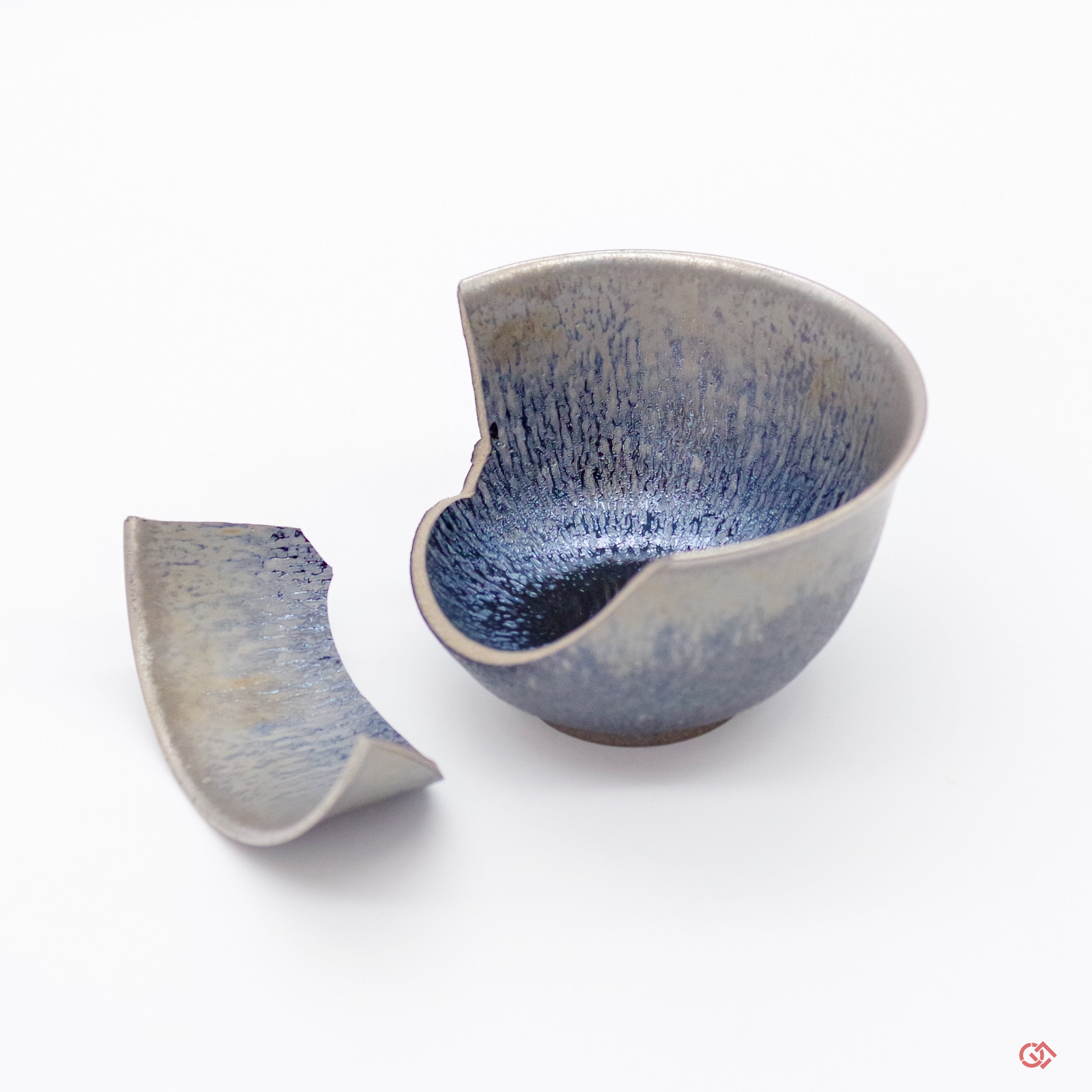 Authentic Kintsugi Sake cup, Tenmoku type, Cosmos Kyoto ware