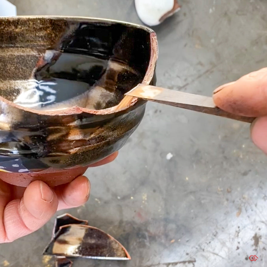 Traditional Kintsugi repir with urushi