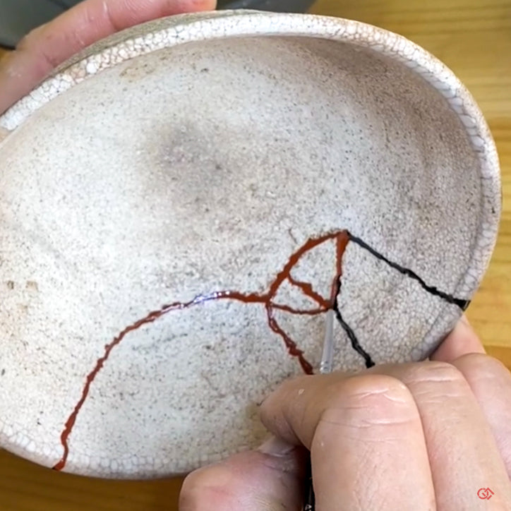 Traditional Kintsugi repair with urushi