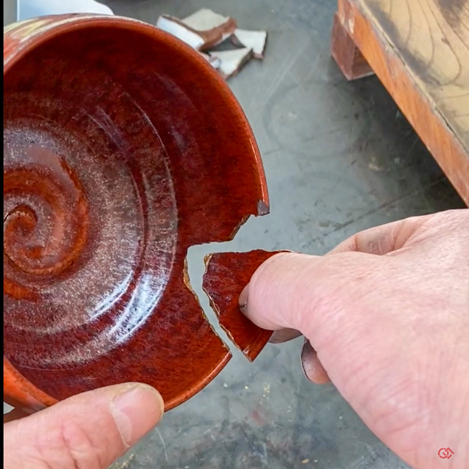 Authentic Kintsugi Matcha Bowl, Persimmon glaze Kyoto ware