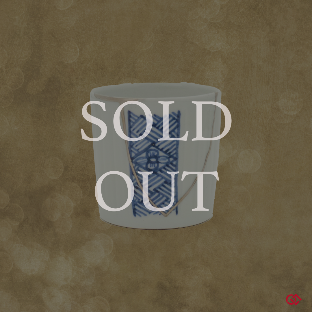 Authentic Kintsugi  Soup Cup, Flower & Rhombus pattern, Ko-Imari