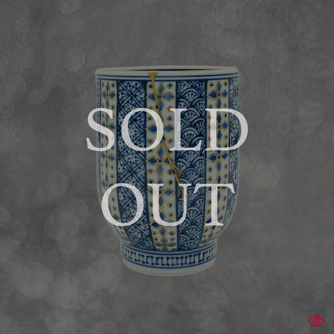 Unique Kintsugi Sake Cup Syonzui Diamond pattern