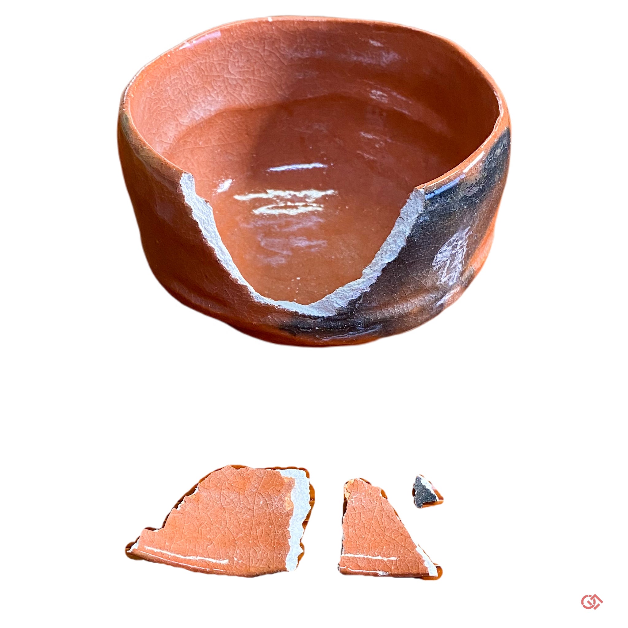 Authentic Kintsugi Matcha bowl mini Raku