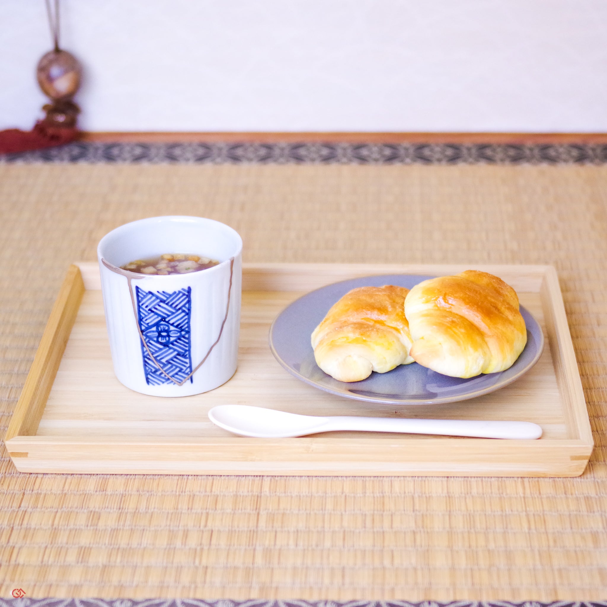 Authentic Kintsugi  Soup Cup, Flower & Rhombus pattern, Ko-Imari