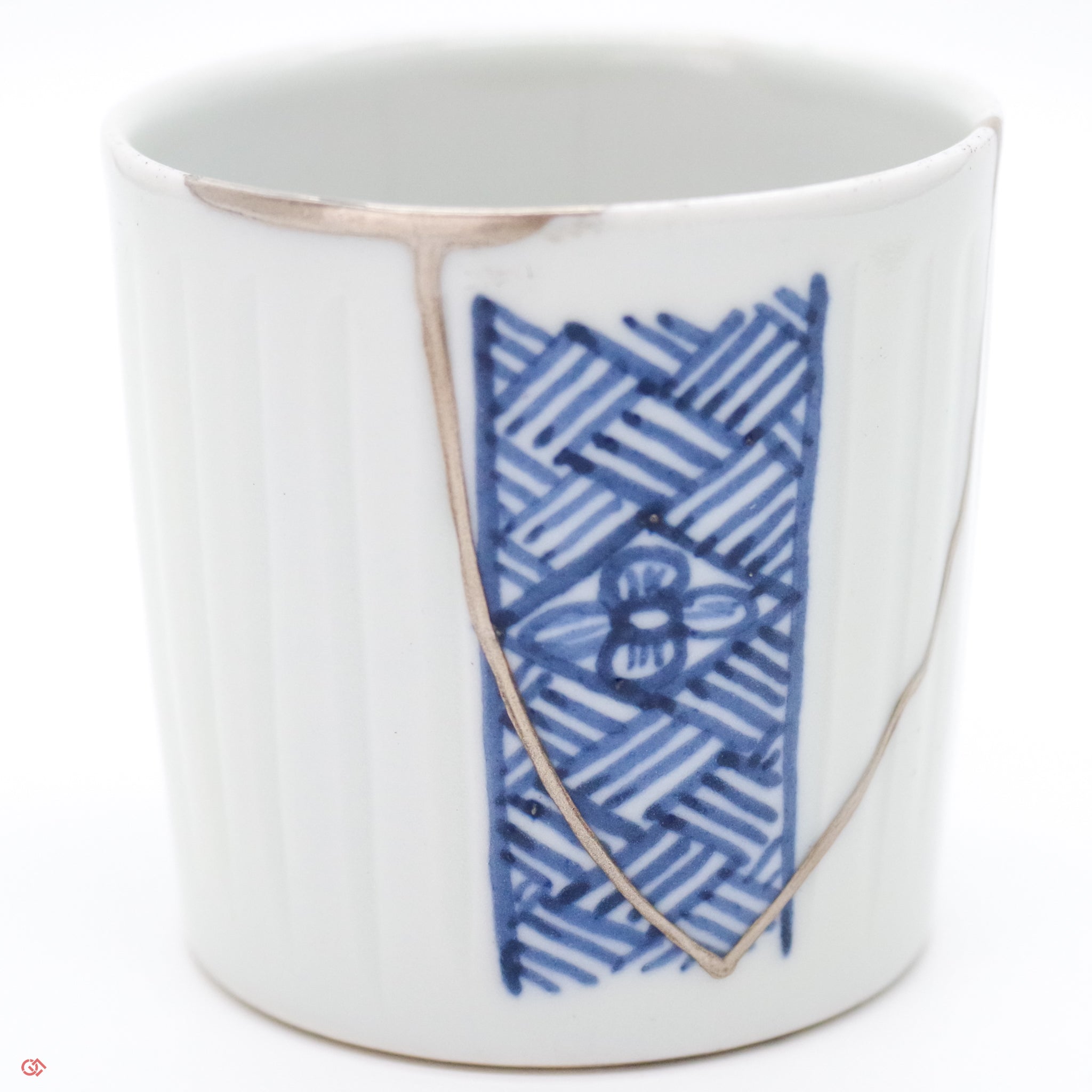Authentic Kintsugi  Soup Cup, Flower & Rhombus pattern, Ko-Imari
