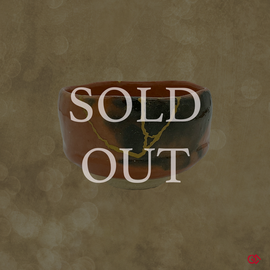 Authentic Kintsugi Matcha bowl mini Raku