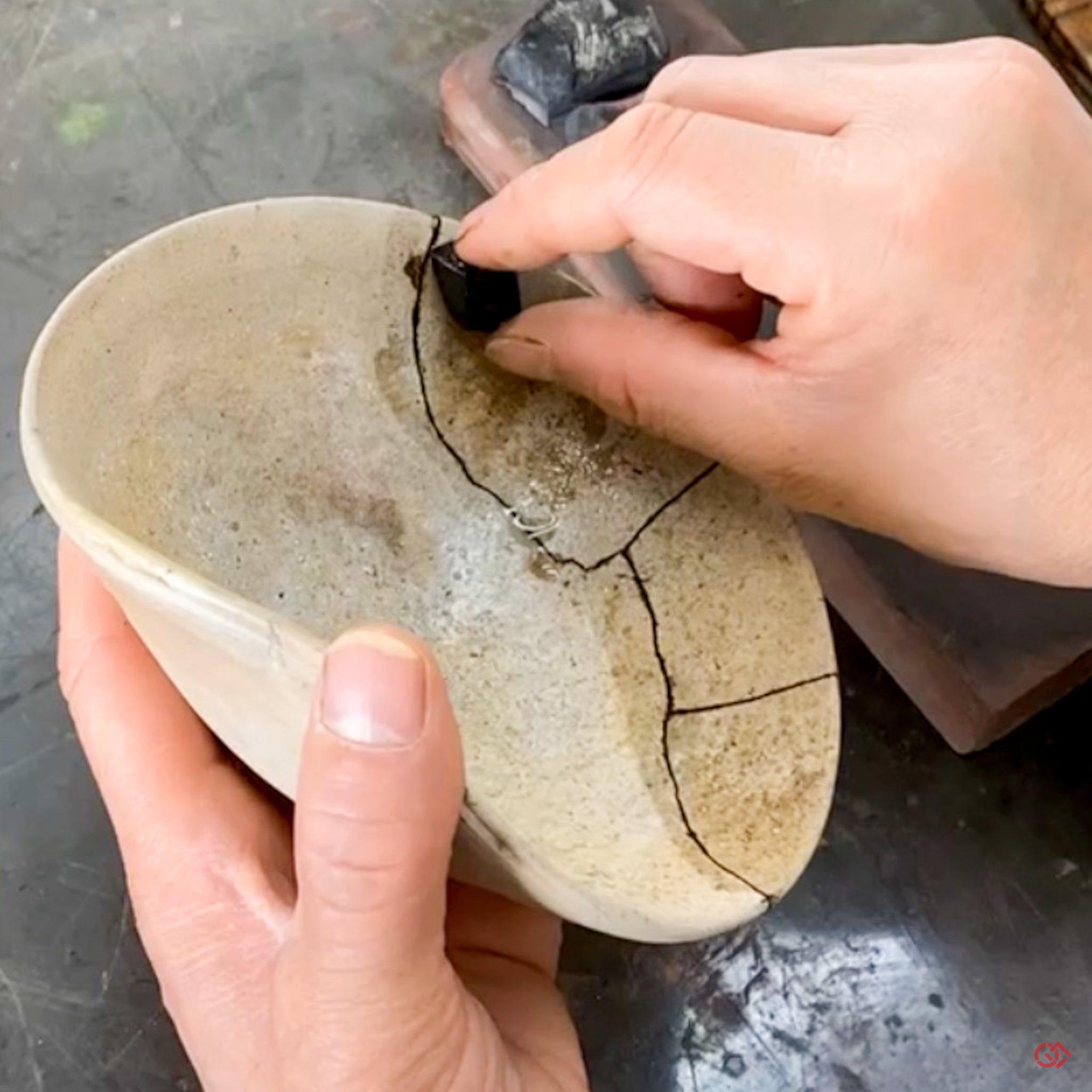 Authentic Kintsugi Matcha Bowl, Yama-Chawan, Seto Type