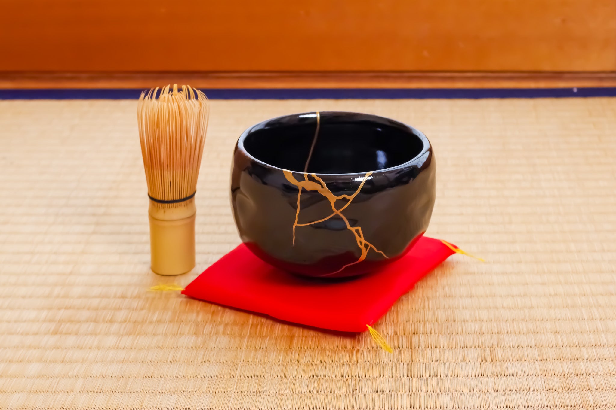 Authentic Kintsugi Pottery bowl in use