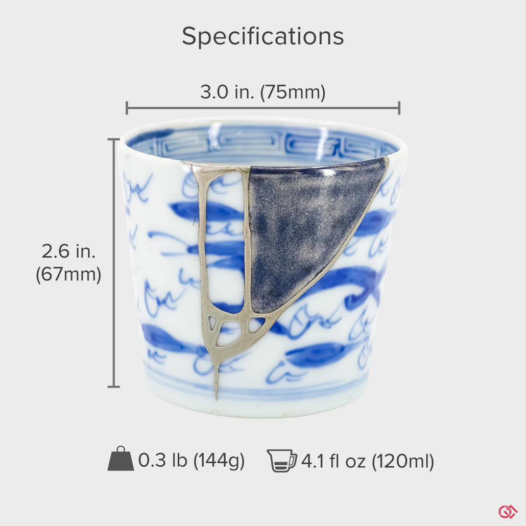 Shop with confidence: Authentic Japanese Kintsugi pottery with clearly indicated size.