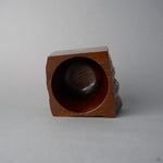 Top view of KODAMA Fuki-urushi, looking down into the smoothly hollowed bowl with its glossy keyaki-grain interior.