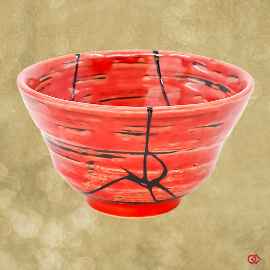 Full-color image of an authentic Kintsugi pottery, showing its intricate repairs and unique design, made in Japan.