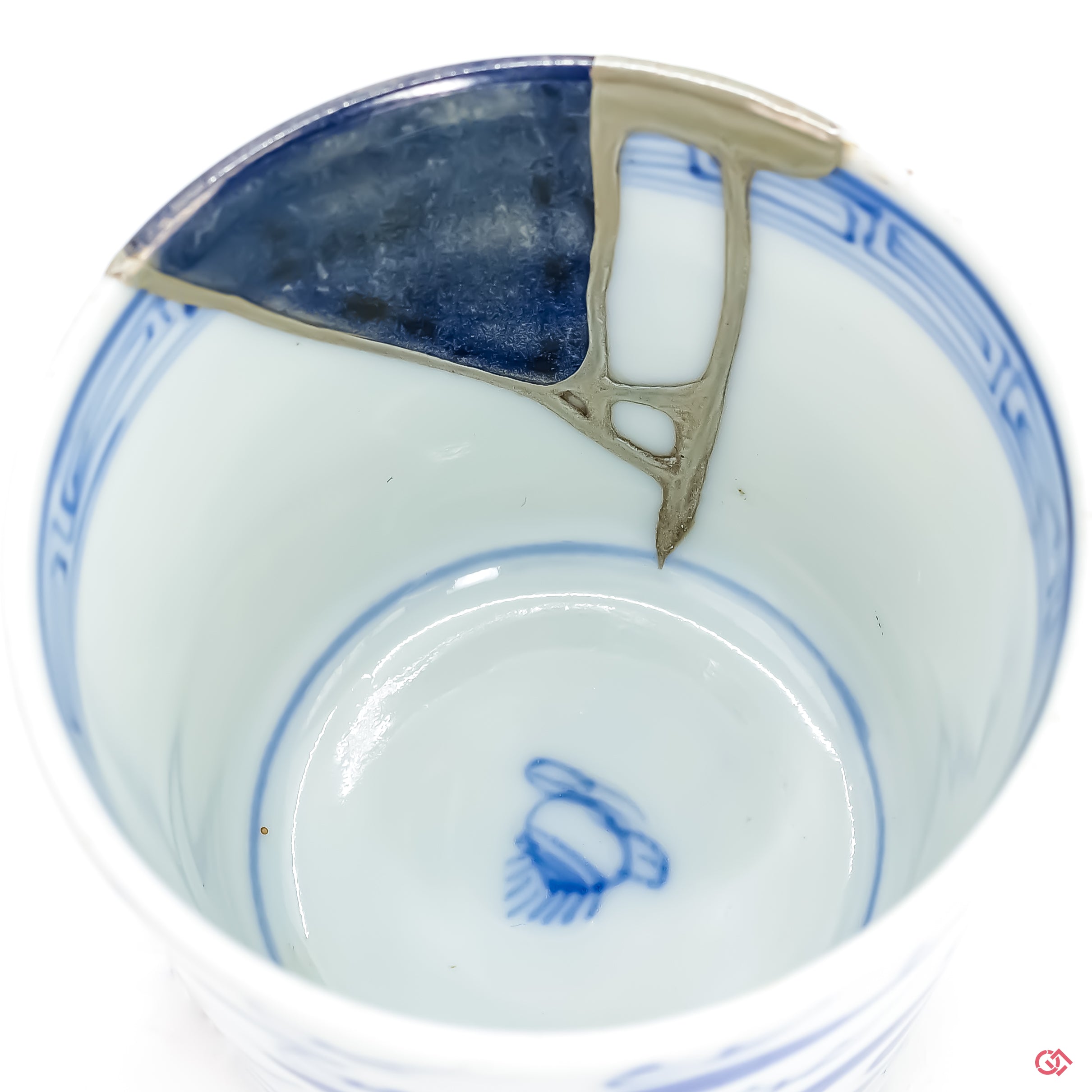 Up-close look at authentic Kintsugi pottery, highlighting intricate details.