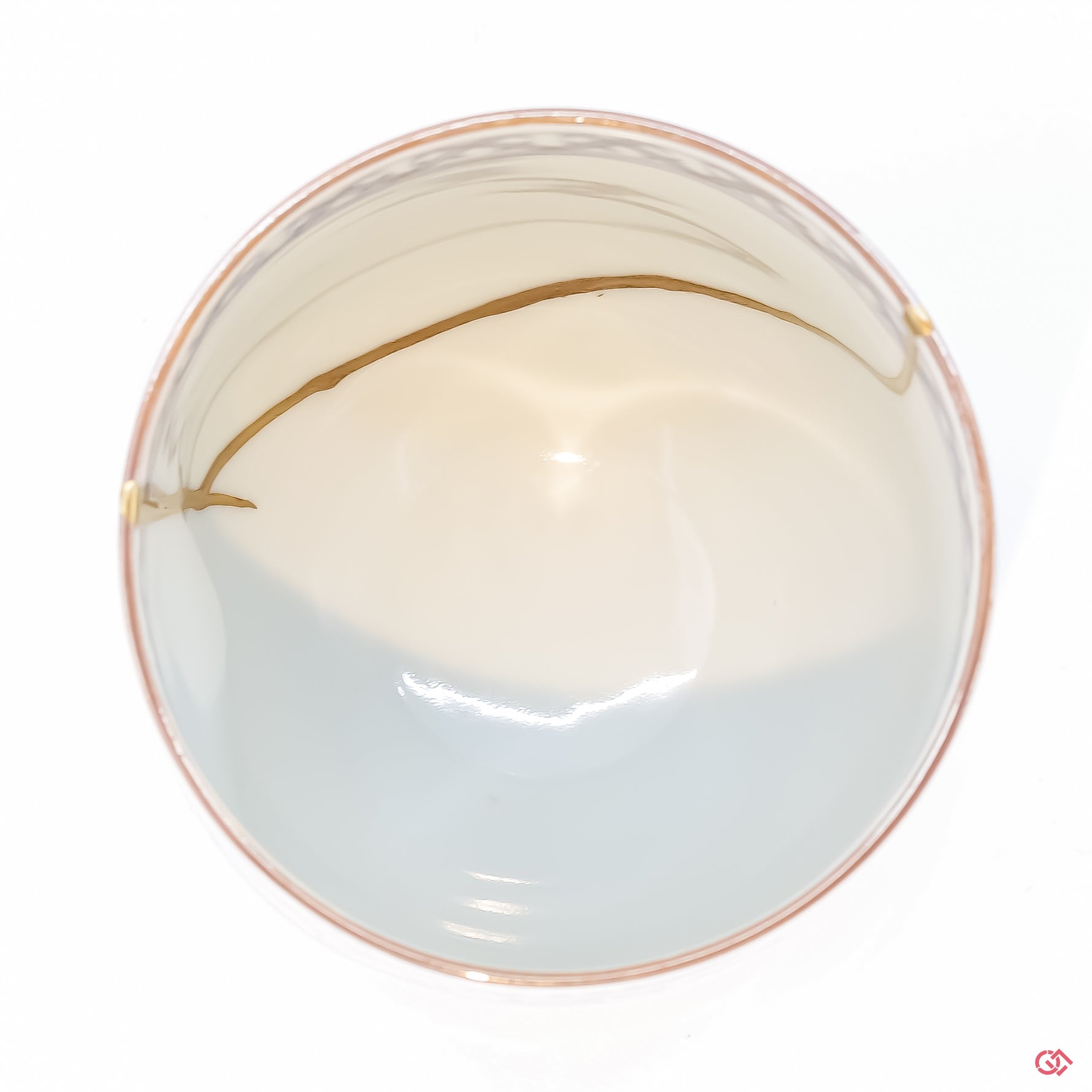 Photo of the top side of an authentic Kintsugi pottery, showing its overall design and features