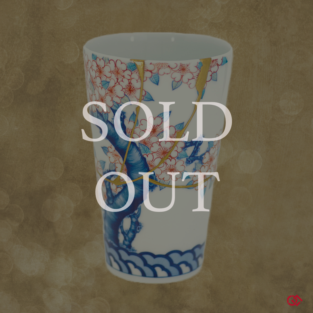 Authentic Kintsugi Beer Cup Sakura, Imari (Nabeshima) ware