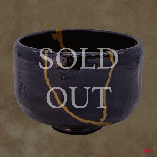 Sold Out - Authentic Japanese Kintsugi Matcha Bowl: Wabi-Sabi Elegance in Golden repairs