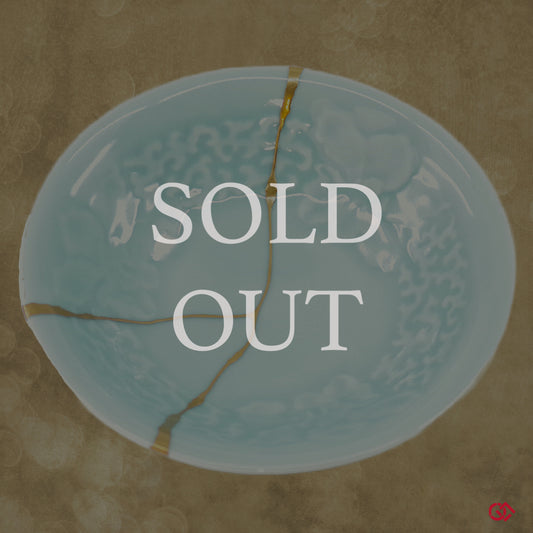 Sold Out! Authentic Japanese Kintsugi Pottery Bowl- Featuring the art of Kintsugi, where cracks are repaired with gold, celebrating imperfection and beauty.